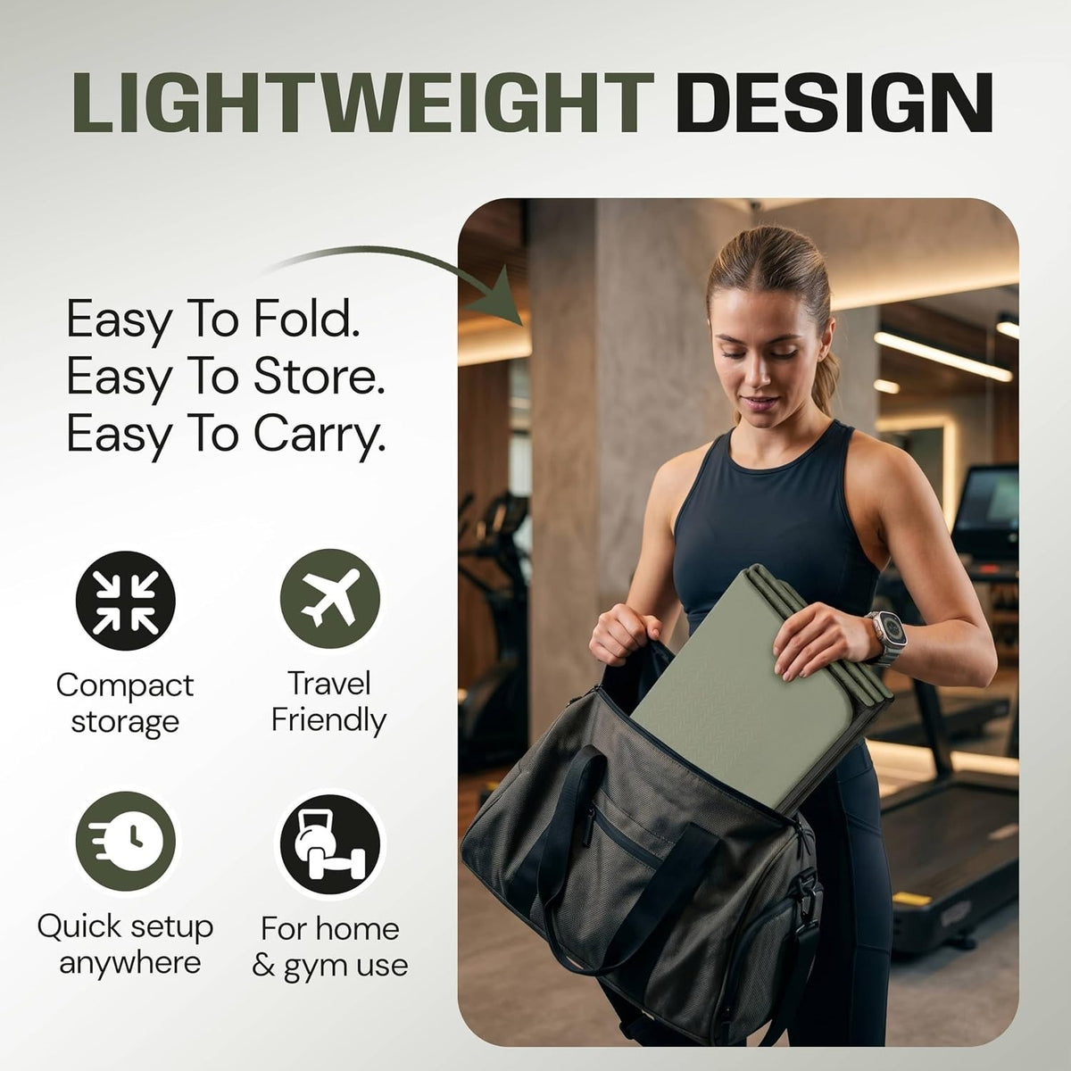 Fold Foldable Yoga Mat‑12mm, Green