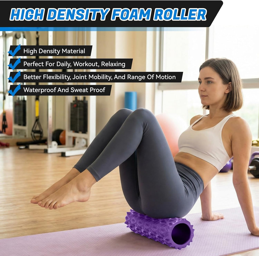 15" High‑Density Deep Tissue Foam Roller‑Purple