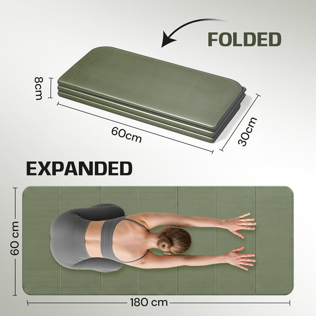 Fold Foldable Yoga Mat‑12mm, Green