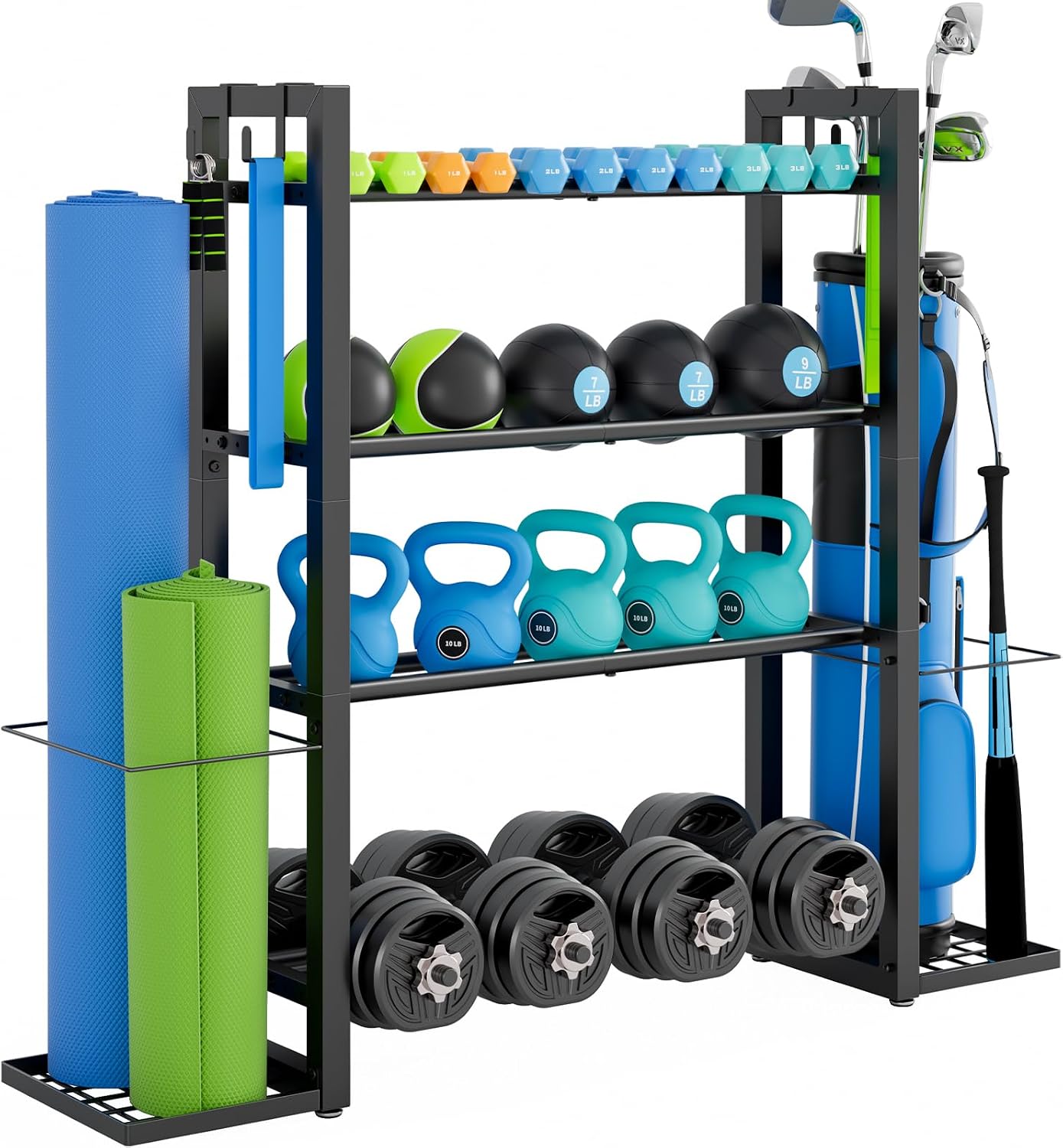 4‑Tier Dumbbell Rack‑With Yoga Mat Holder