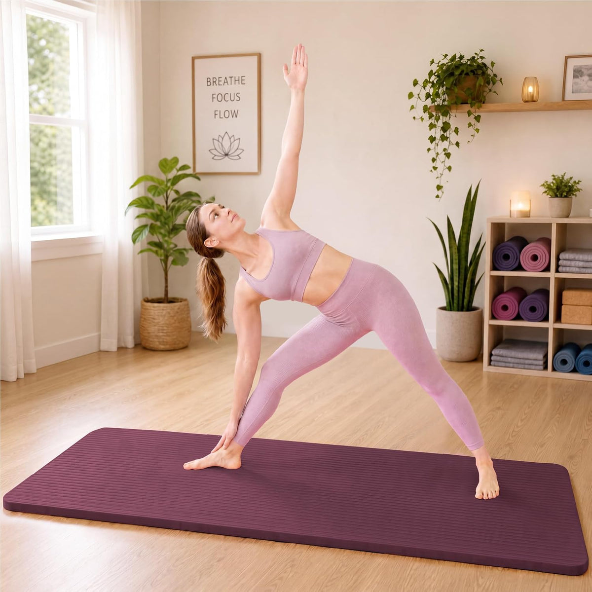 High‑Density Non‑Slip Yoga Mat with Carrying Strap