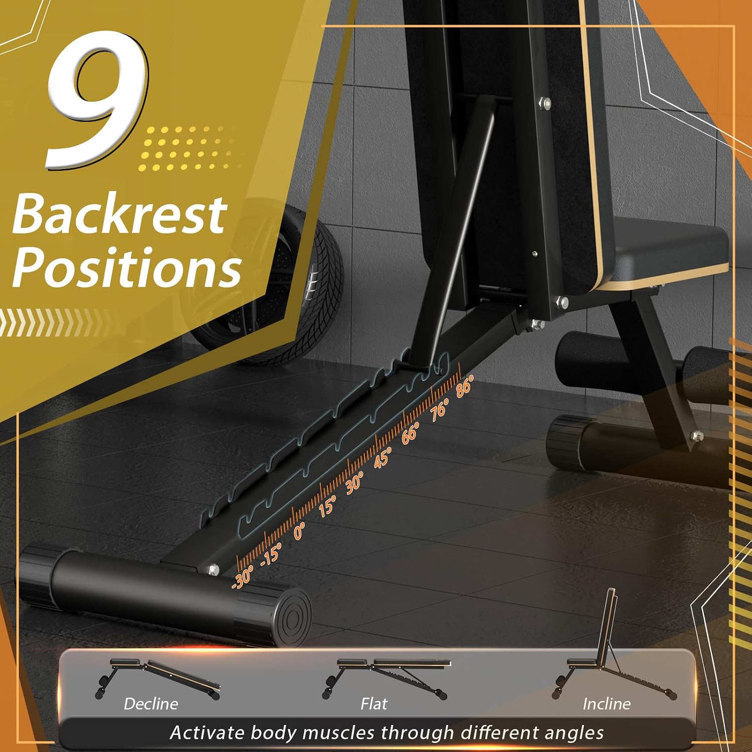 Foldable Adjustable Weight Bench‑660 LBS