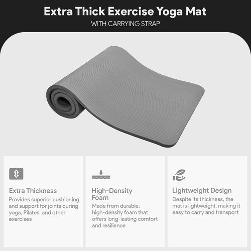 1‑Inch Extra‑Thick Yoga Mat with Carrying Strap