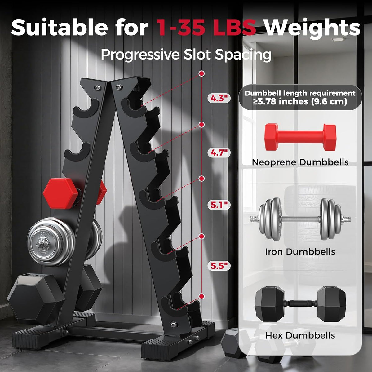 A‑Frame Dumbbell Rack‑Stand Only, 480/800 LBS