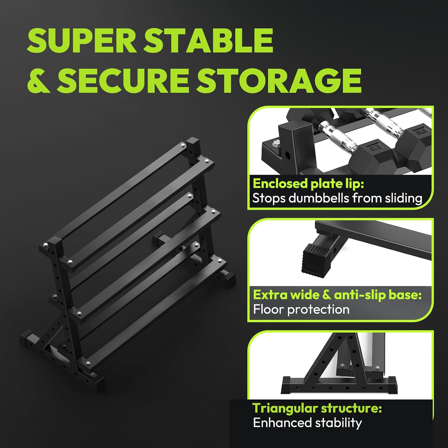 4‑Tier & 5‑Tier Dumbbell Rack‑Rack Only