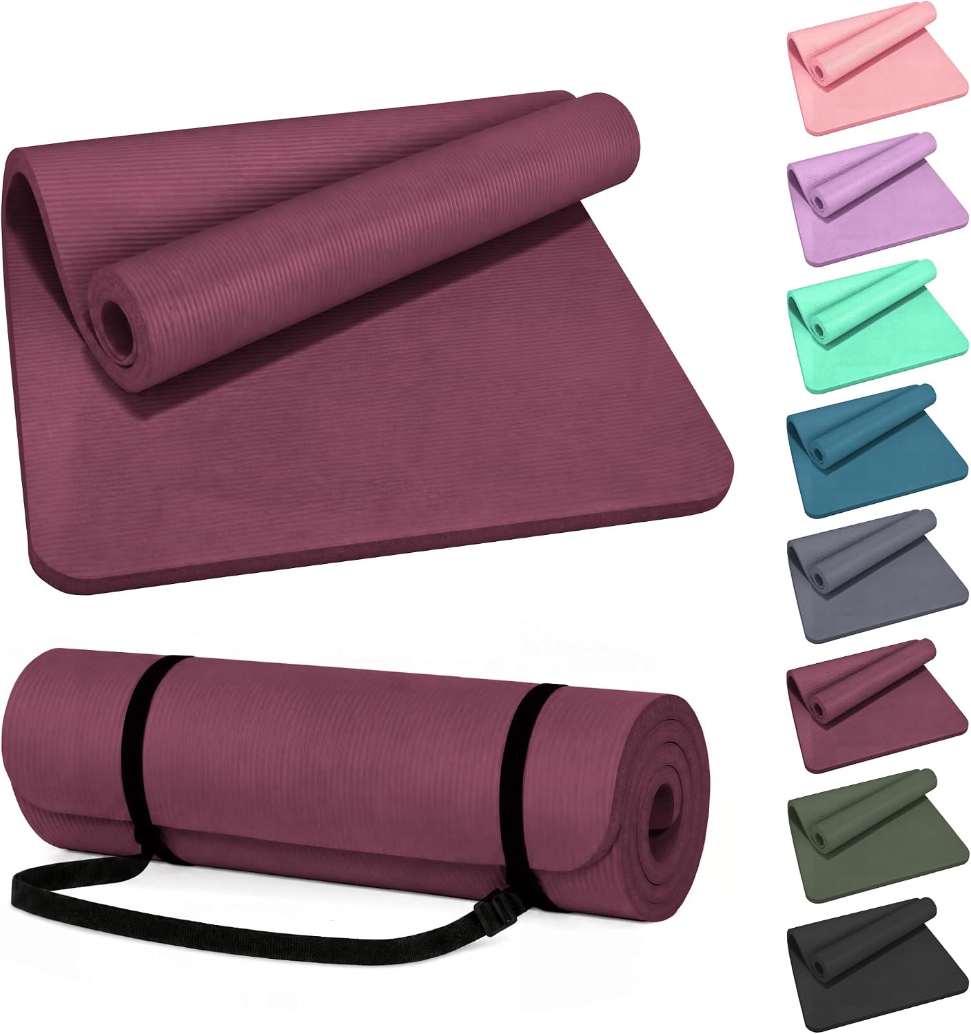 High‑Density Non‑Slip Yoga Mat with Carrying Strap