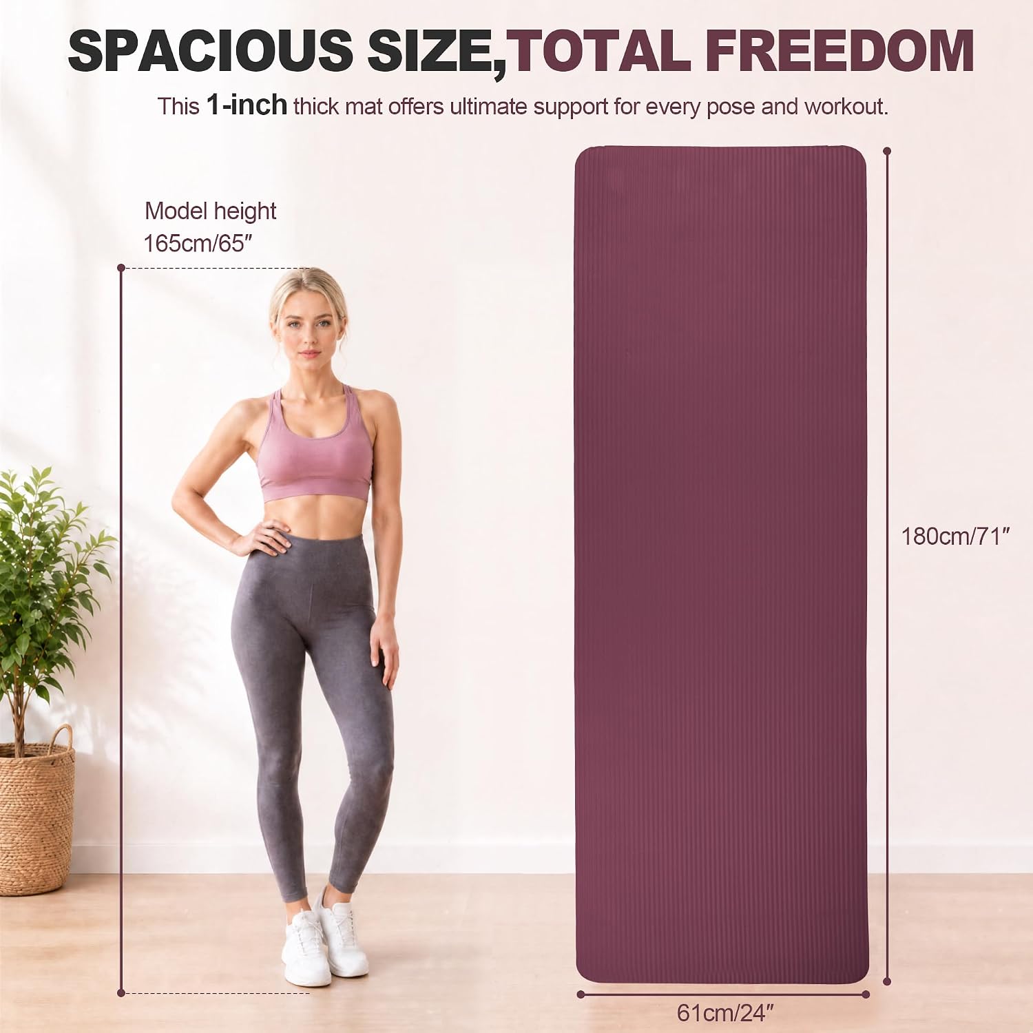 High‑Density Non‑Slip Yoga Mat with Carrying Strap