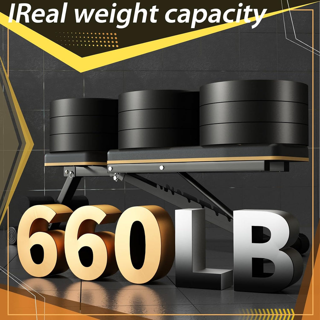 Foldable Adjustable Weight Bench‑660 LBS