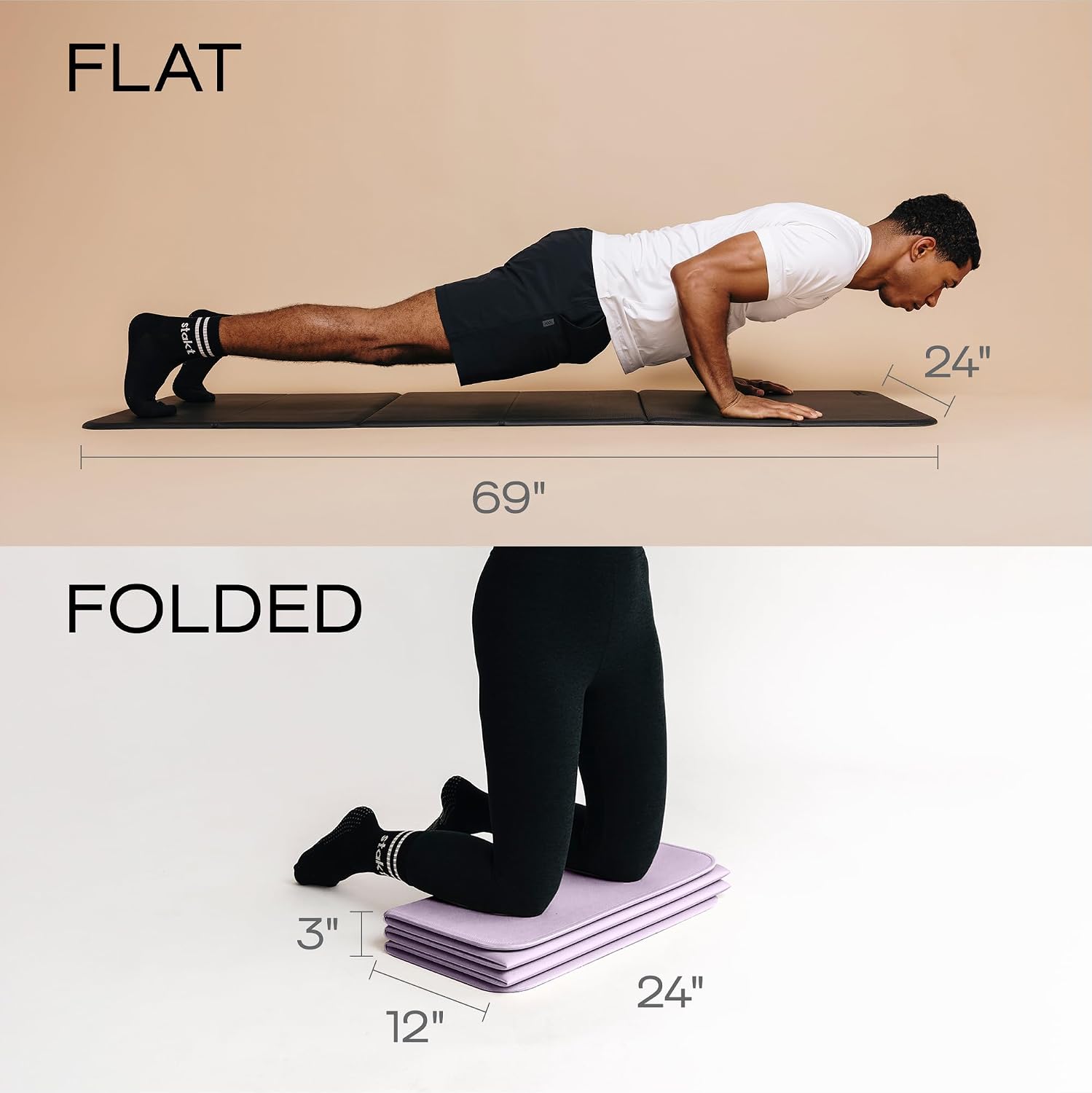 Foldable Yoga Mat Pro‑12mm 2‑In‑1 Fitness Mat