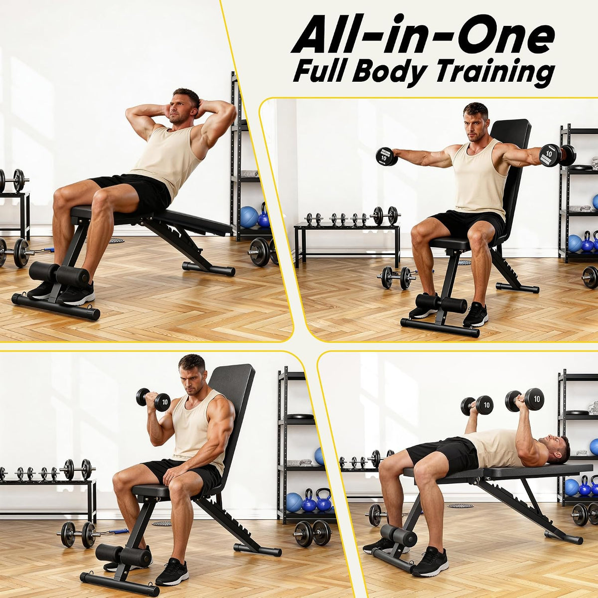 Adjustable Foldable Weight Bench‑600 LBS, 7‑Position