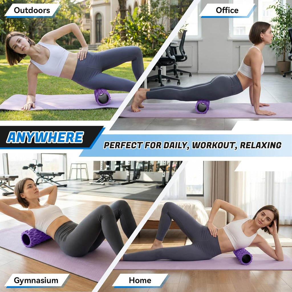 15" High‑Density Deep Tissue Foam Roller‑Purple