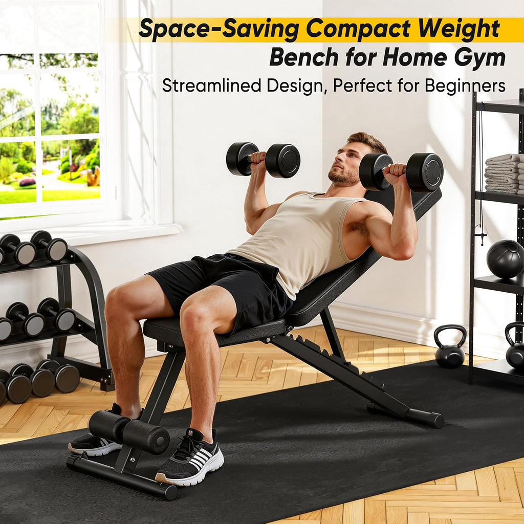 Adjustable Foldable Weight Bench‑600 LBS, 7‑Position