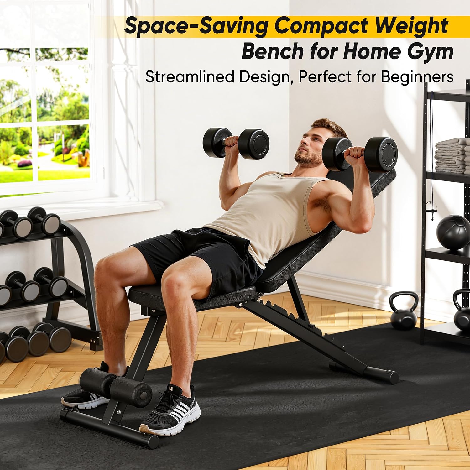 Adjustable Foldable Weight Bench‑600 LBS, 7‑Position