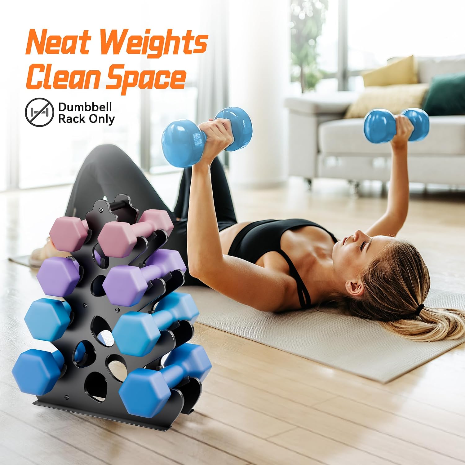 4‑Tier Dumbbell Rack‑Home Gym Weight Stand