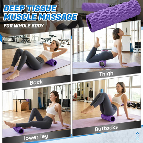 15" High‑Density Deep Tissue Foam Roller‑Purple