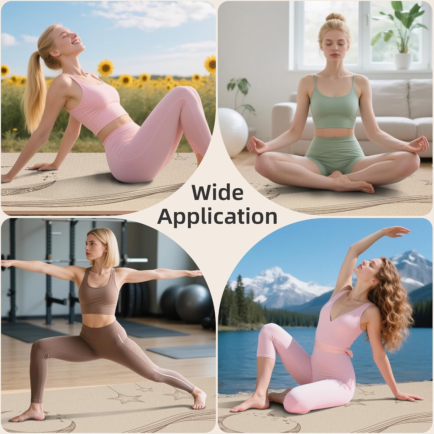 Oversized Non‑Slip Yoga Mat 72"x40"x0.4" with Strap