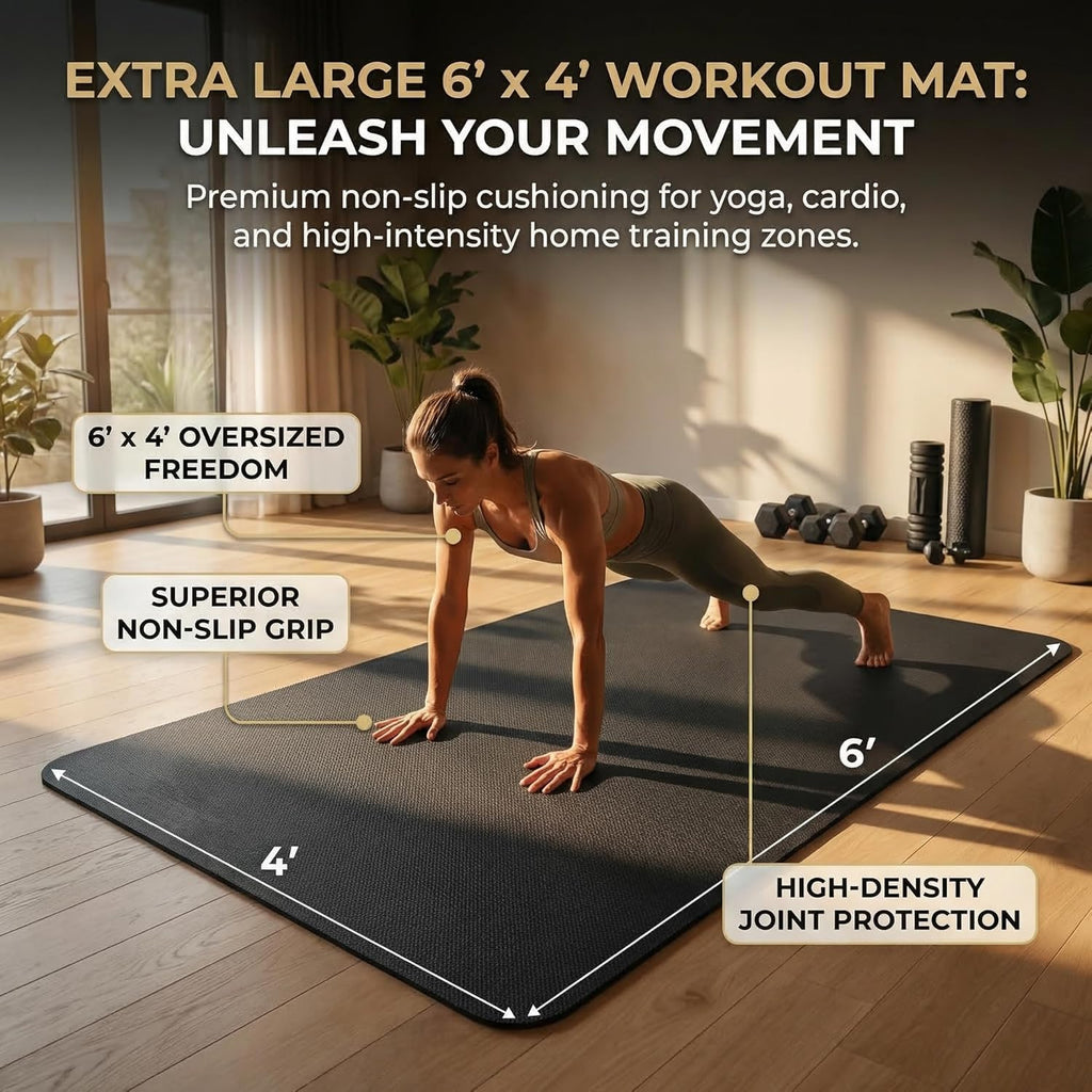 6'x4' TPE Extra‑Wide Non‑Slip Large Yoga Mat