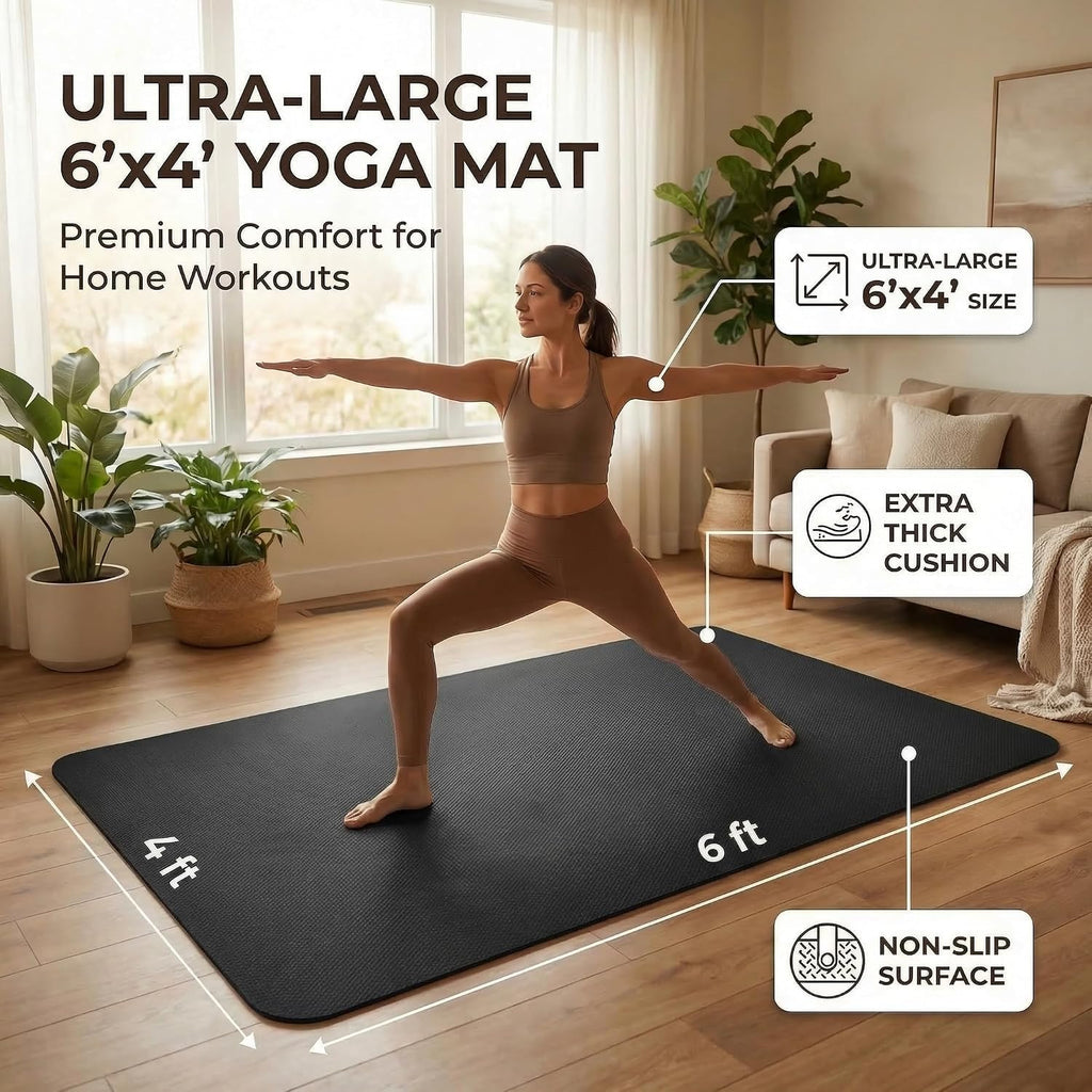 6'x4' TPE Extra‑Wide Non‑Slip Large Yoga Mat