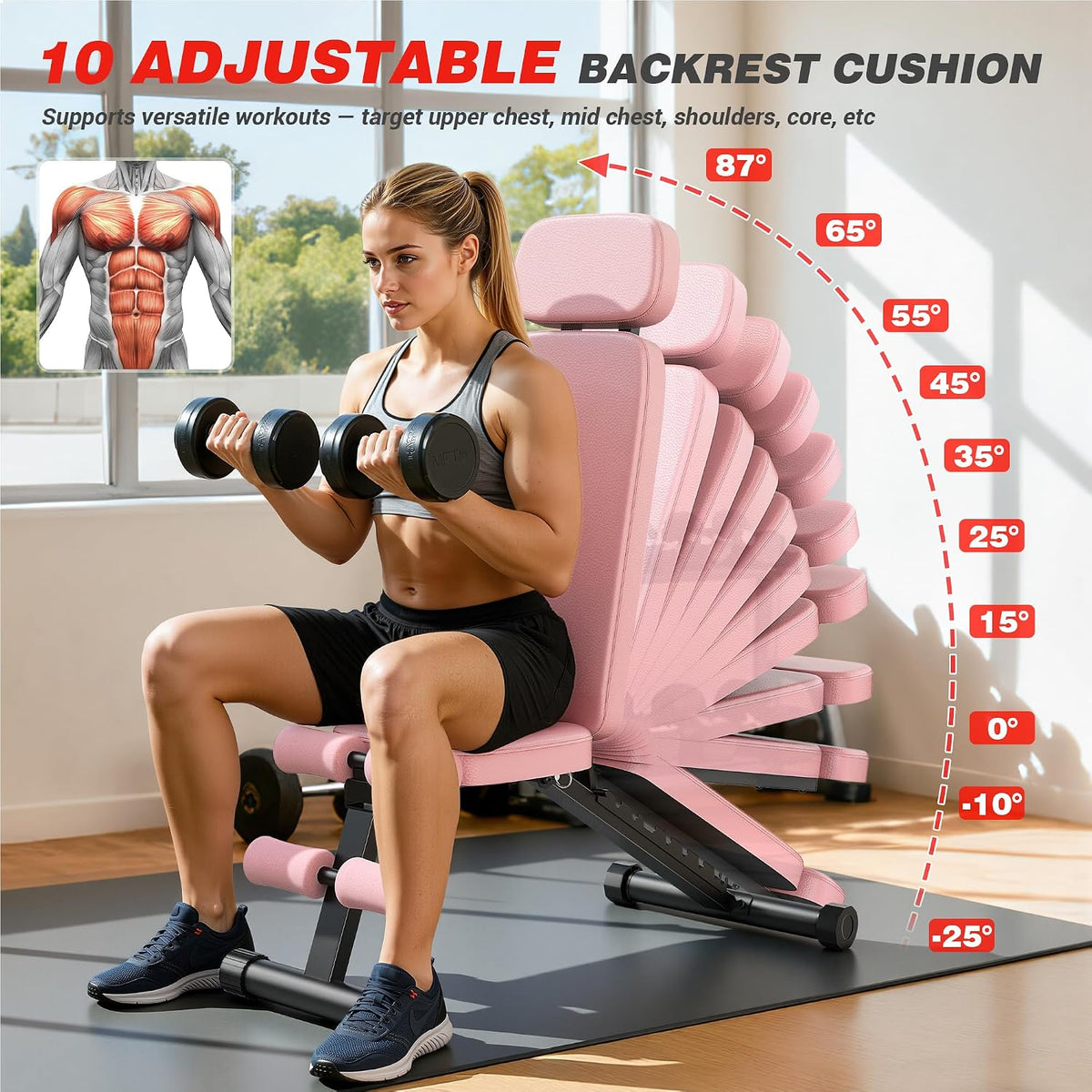 Foldable Adjustable Weight Bench‑800 LBS