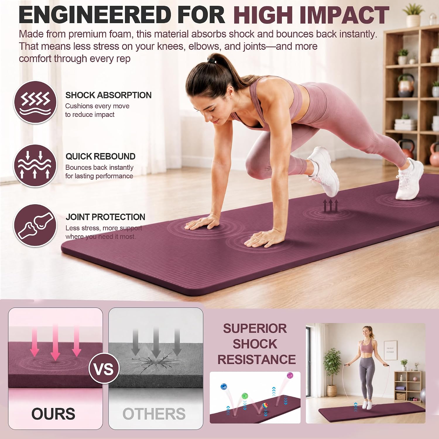 High‑Density Non‑Slip Yoga Mat with Carrying Strap