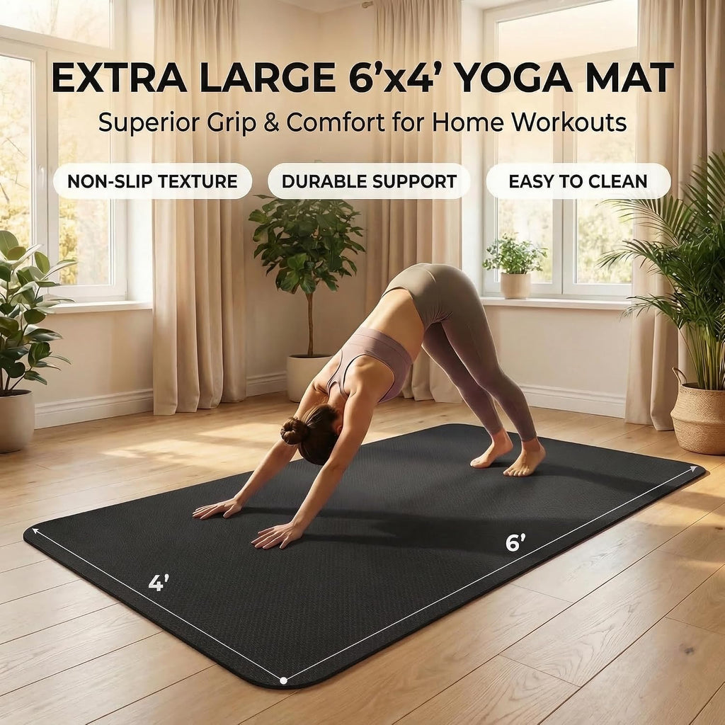 6'x4' TPE Extra‑Wide Non‑Slip Large Yoga Mat