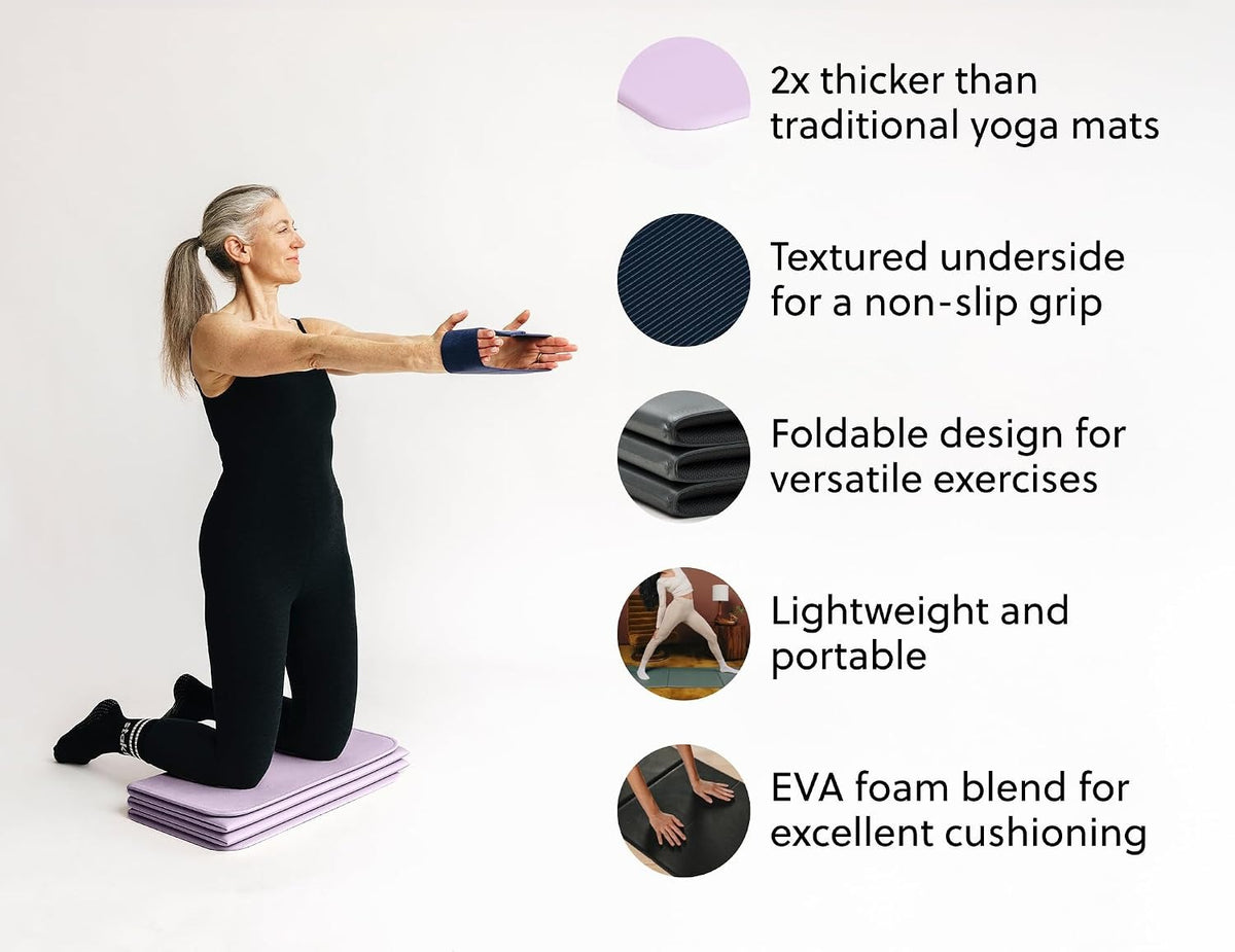 Foldable Yoga Mat Pro‑12mm 2‑In‑1 Fitness Mat