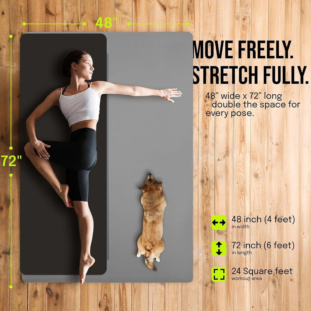 Large 6'x4' Extra‑Wide Yoga Mat