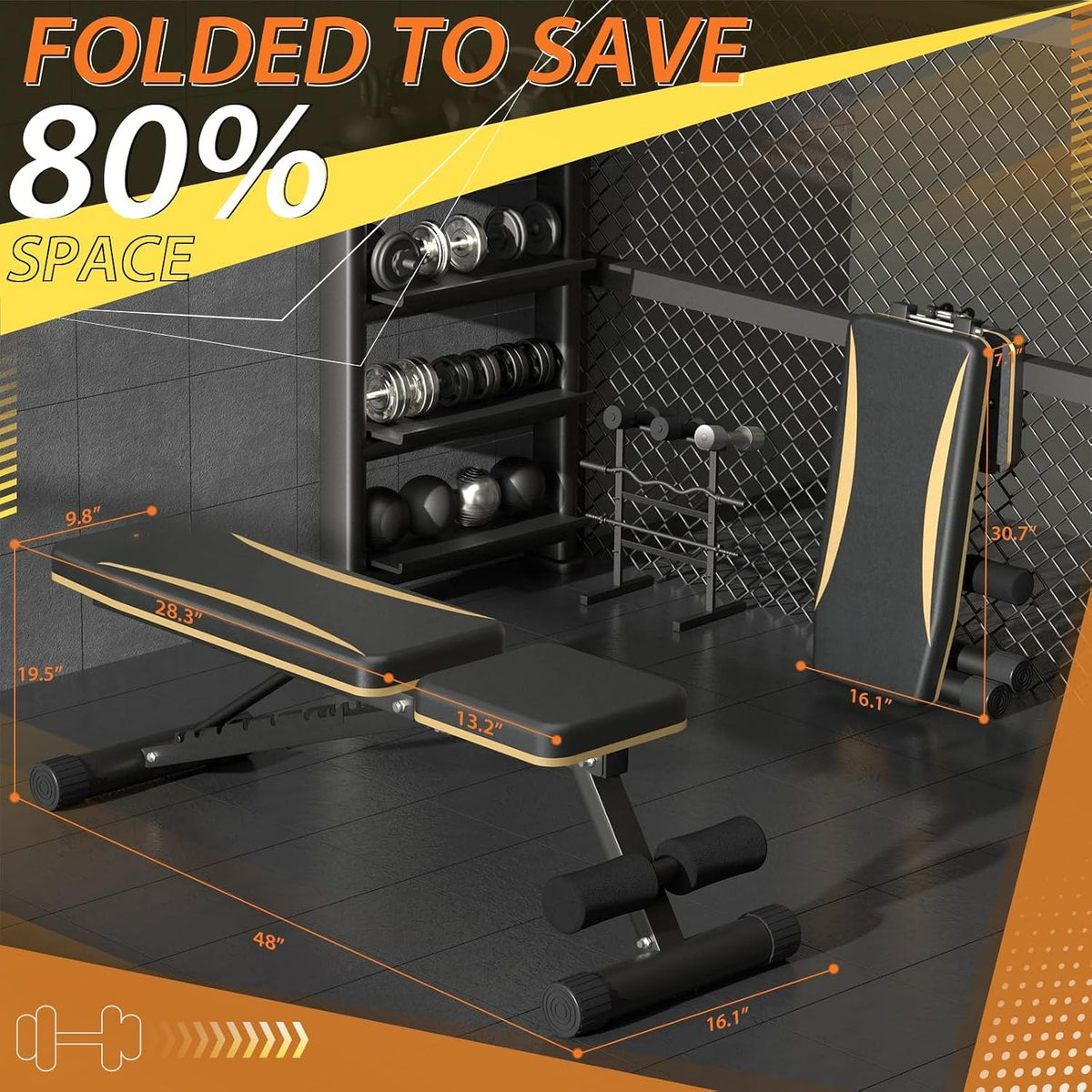 Foldable Adjustable Weight Bench‑660 LBS